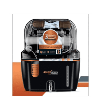 Aquax Swift Water Purifier, 9-Stage Filtration, Zinc-Copper Technology, Black
